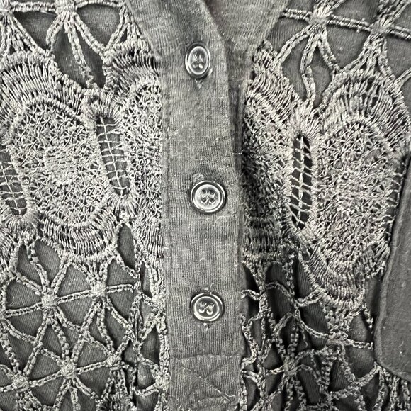 Soft Surroundings Valetta Popover Tunic Top Black Crochet Overlay Size XL - Picture 4 of 7